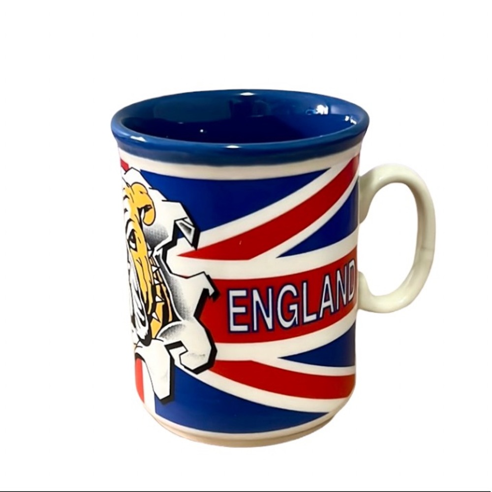 British Flag Union Jack Bulldog Coffee Mug Cup England Text